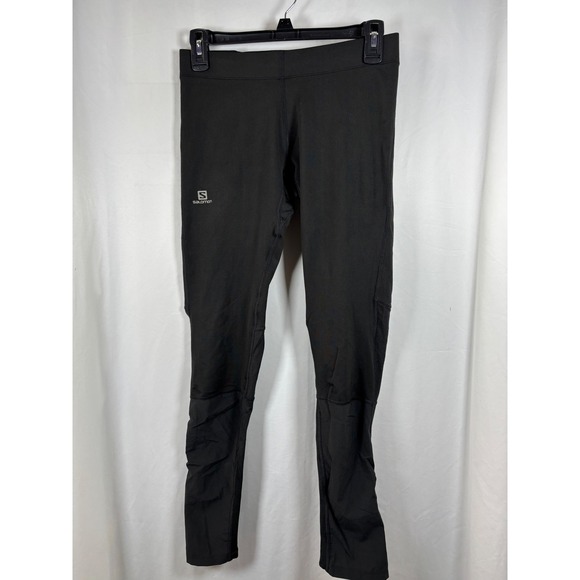 Salomon Pants - Salomon ActiLite Womens Running Leggings Black Zip Pocket Ankle Zips Size M